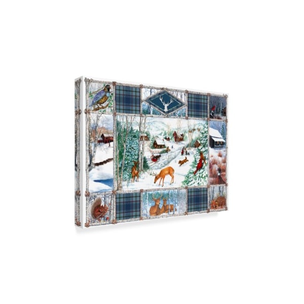 Sher Sester 'Birch Frame Winter Art Blue Plaid' Canvas Art,14x19